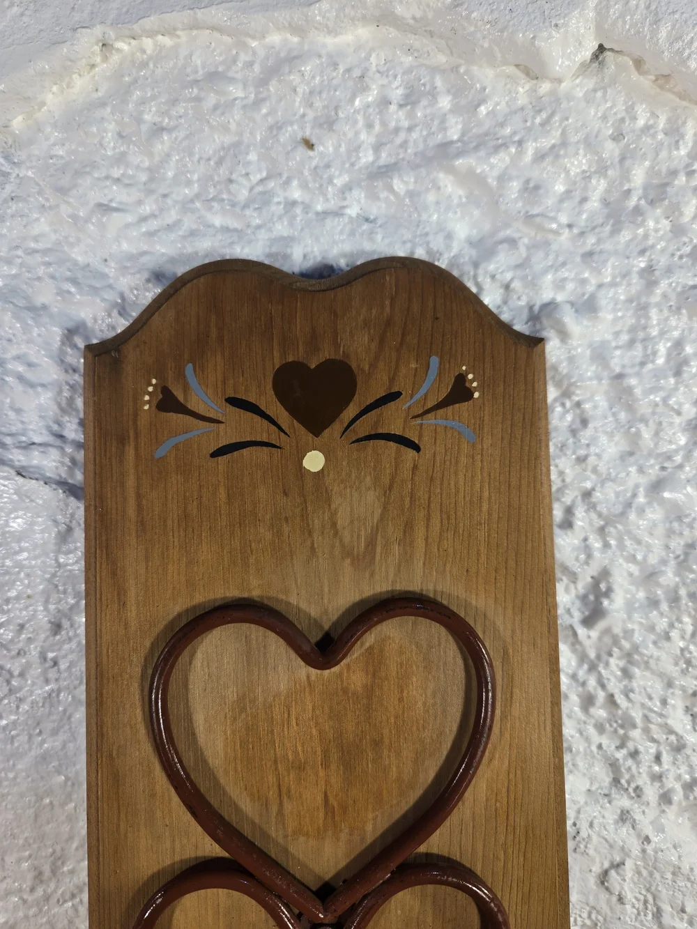 Heart Wall Mounted Candle Holder Sconce Wood/Metal Brown Pink Taper Small